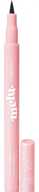 01 - Caneta Delineadora Longa Duração Prova D'água Melu Ruby Rose Cor Preto Efeito Mate