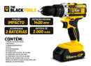 Furadeira Parafusadeira De Impacto 21v Com 2 Baterias Velocidade Ajustável 3/8 10mm Maleta E Acessorios Profissional The Black Tools