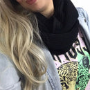 Cachecol Feminino Masculino Tendência Moda Outono Inverno Cor Preto Desenho Do Tecido Tricô Tamanho Único Adulto