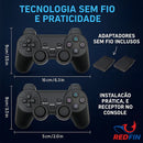 Controle Compativel P2 Play 2 Sem Fio Joystick Kit Com 2 Manete Cor Preto Video-Game Dual Shock Wireless Analogico Gamepad Redfin