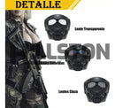 Mascara Full Face Skull Tactical Airs Preto Lente transparente