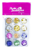 Kit 12 Madrepérola Encapsulamento Unhas De Gel, Arte Sedução Cor Colorido Folhas Decoração Unha Nail Art Manicure