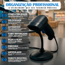 Leitor Código de Barras Boleto Bancário Suporte Pedestal Articulado Eletrônico Portátil Com Fio USB Bipar Laser Flash Ultra Rápido Conector Quickscan Biométrico Automático Nfs Tag Br Busca Fixo