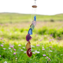 01 Mensageiro Sino Dos Ventos Ágata Com 7 Pedras Coloridas Colorido