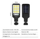 Mini Luminária Solar Goldensky Poste Rua Parede Refletor 108 Cob Sensor luz branca fria Cor Preto