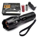 Lanterna Recarregável Tática X900 Led Potente Com Super Zoom Cor Da Lanterna Preta Cor Da Luz Branco Fluoreled