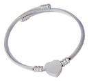 Bracelete Feminina Aço Inox 316l Berloque Coração Cor Prata