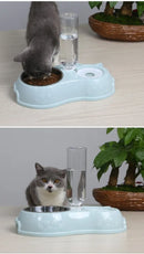 Comedouro E Bebedouro Automático Para Cães E Gatos Filhotes Cor Azul