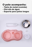 Comedouro E Bebedouro Automático Para Cães E Gatos Filhotes Cor Rosa