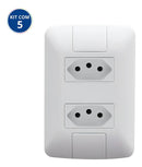 Kit 5 Conjunto Tramontina 2 Tomadas Padrão 10a 4x2 Aria Cor Branco