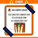 Kit 5 Conector Emenda Fita Led Cob 2 Vias Monocor 8mm Tensão de operação