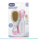 Kit Pente E Escova Natura Para Bebê +0 Meses Chicco Cor Rosa