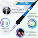 Kit Ferro De Solda 60W Estanho Com Fluxo De Solda Com Regulagem De Temperatura Profissional 127 Volts