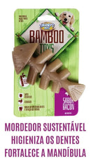 Truqys Pets Mordedor Osso Resistente Maciço Bamboo Peixe Aroma Bacon Cor Marrom