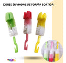 Kit Escovas Multiuso 4 em 1 para Limpeza Profunda | Ideal para Garrafas, Copos, Mamadeiras, Bicos e Canudos | Silicone + Nylon