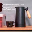 Vittak Garrafa Térmica Café 1 Litro Nórdica Cabo Madeira Mesa Posta Cor Preta