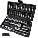 Kit Jogo Chave Catraca Canhão Ferramenta Maleta Reparar Moto Cor Prateado