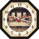 Relógio Parede Oitavado Santa Ceia Cozinha Sala Jantar Preto Cor Da Estrutura Preto Cor Do Fundo Santa Ceia