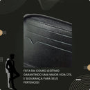 Carteira Couro Legítimo Masculina Fechamento Zíper Grande Porta Documentos Moedas Cartão Cédulas Lisa Preto