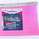 Kit Estilete Bisturi + Base Corte A3 45x30 + Régua Aço 30 Cm Cor Rosa