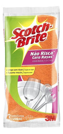 Esponja Scotch-Brite Não Risca Limpeza Delicada de fibra sintética laranja 3 u pacote x 3