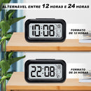 Relógio Despertador Digital Mesa Cabeceira Data Te Preto 1.5V