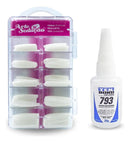 Kit 100 Unhas Postiça Realista + Super Cola Tekbond 793 20g Postiças Manicure Unha Nail Art Alongamento