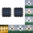 2 X Arandela Solar 4 Focos Parede Slim 12 Fachos Led Externa Estrutura Amarelo 3000K