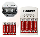 Carregador De Pilhas E Bateria Com 4 Pilhas AA Recarregaveis Universal Bivolt Marca X-Dronic