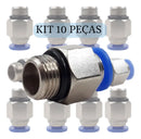 10 Conexão Pneumática Engate Rápido Reta Macho 1/4 Bsp X 8mm