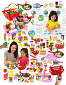 Cesta de Frutas e Legume Infantil Piquenique Cestinha com 44 Pçs Pica Pau