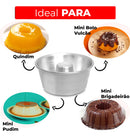 Kit 12 Forminha Pudim Bolo Vulcão 200ml Confeitaria Gourmet Alumínio Polido