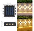 2 X Arandela Solar 4 Focos Parede Slim 12 Fachos Led Externa Estrutura Amarelo 3000K