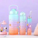 Squeeze 3 Garrafa Água Academia 2000 900 E 300ml Conjunto Cor Verde roxo laranja