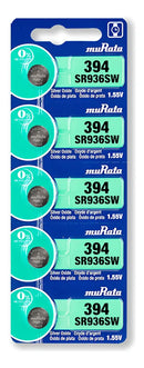 05 Pilhas Baterias Relógio 394 1.55v Murata 1 Cartela