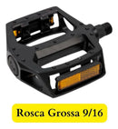 Pedal Alumínio Plataforma Bicicleta Bike Rosca Grossa 9/16 Mtb Preto com Refletores