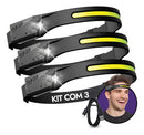 Kit 3 Lanterna Cabeça Testa Super Led Recarregável Potente