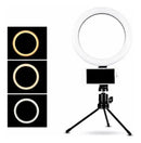 Ring Light Iluminador Led Selfie Tripé Mesa 16cm + Bluetooth Preto Branca, Neutra, Quente