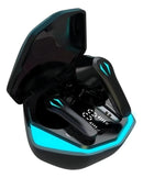 Fone de ouvido in-ear gamer sem fio Kapbom Gamer KA-790 KA790 preto com luz azul-turquesa LED