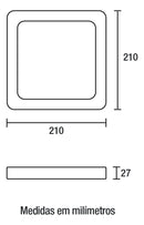 Plafon Painel Led Sobrepor Quadrado Preto 18w 22x22 6500k