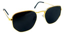 Óculos De Sol Hexagonal Unissex Retro Cor Preto Cor da armação Dourado Cor da lente Preto