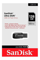Pendrive Sandisk Ultra Shift 128gb 100mb/s Usb 3.0 Original Preto Liso
