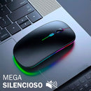 Mouse Sem Fio Recarregável Wireless Optico Led Rgb Ergonômico Sem Fio Para Pc Desktop Notebook Tablet Smartphone Davely Preto
