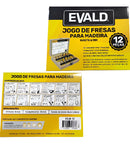 Kit Jogo Fresas Tupia Para Madeira 12 Peças Haste 6 Mm Evald