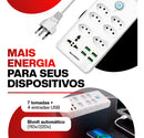 Extensão Régua Elétrica 7 Tomadas Com 4 Usb Bivolt 110v/220v Cor Branco 127V/220V beijamin filtro de linha regua de energia