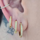 Trio De Brincos Argolas Femininas Finas Cravejadas Banho Ouro 18k Evidence P M G