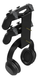 Suporte De Parede Para 2 Controles E Headset Xbox Ps4 Ps3 Cor Preto Peko
