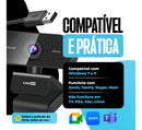 Webcam Camera Casenn Full Hd Zoom 1080p Com Microfone Integrado Entrada USB 2.0 Rotação 360 Graus videoconferência Streamcam Estúdio Plug And Play Home Office Chamadas de Vídeo Zoom Teams