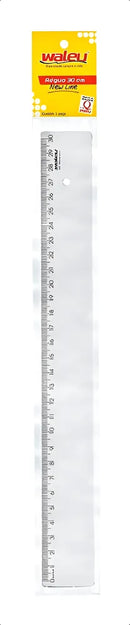 Kit régua cristal de 30cm Waleu com 10 unidades