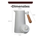 Vittak Garrafa Térmica Café 1 Litro Nórdica Cabo Madeira Mesa Posta Cor Branca